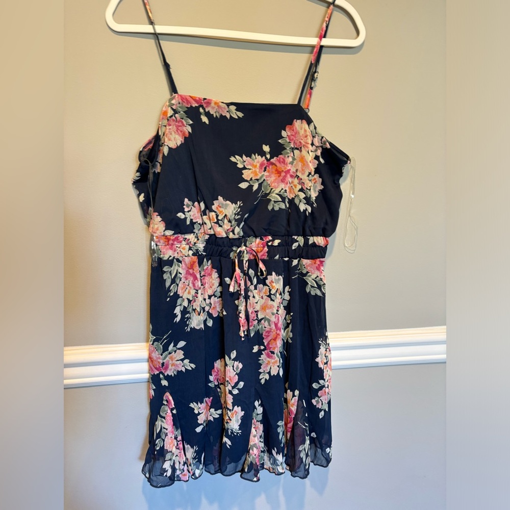 Women's Navy Blue Floral Dress with Floral Print -Francesca's Trixxi Siz… - Picture 1 of 11